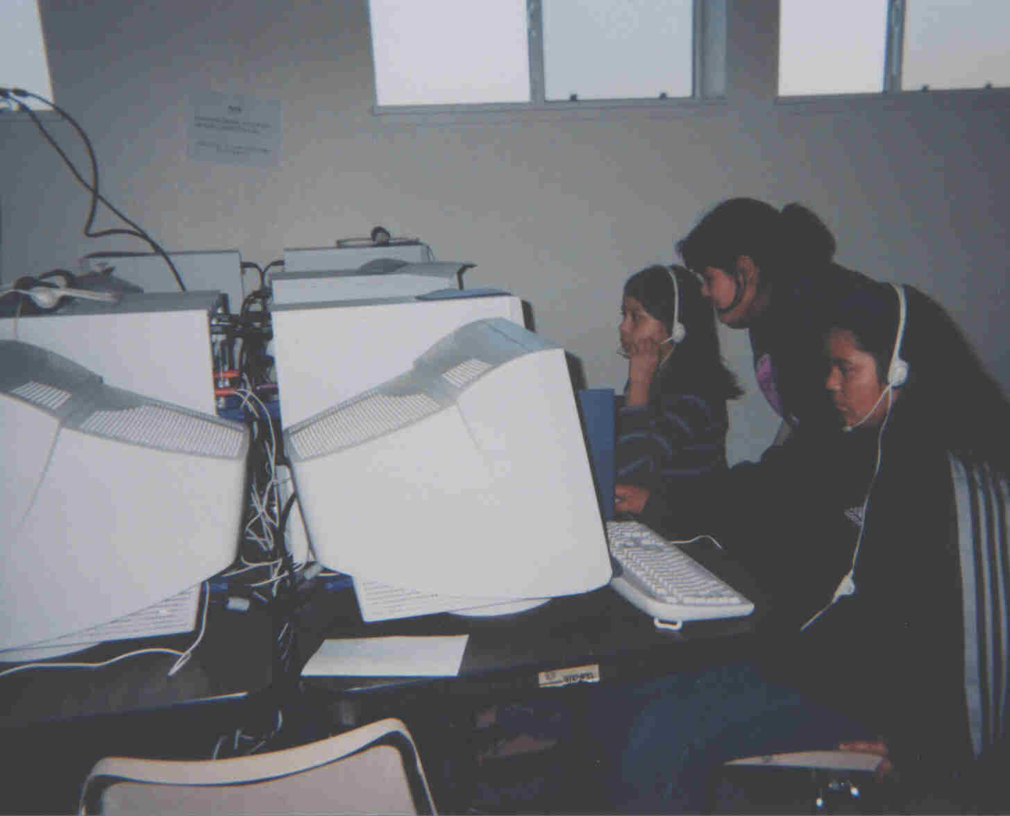 Grils making greeting cards using the new computers